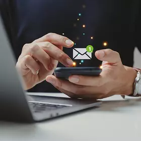 Customer subscribing to newsletter on phone