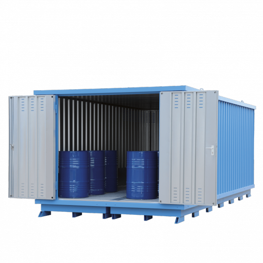 Betreedbare opslagcontainer met opvangbak - Protecta Solutions