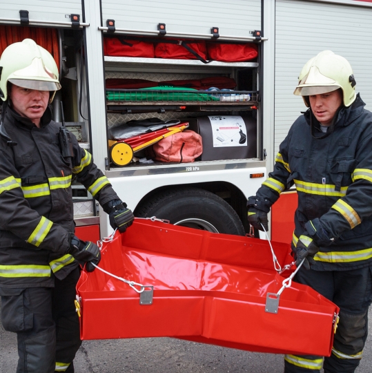 Opvouwbare opvangbakken voor brandweer - Protecta Solutions
